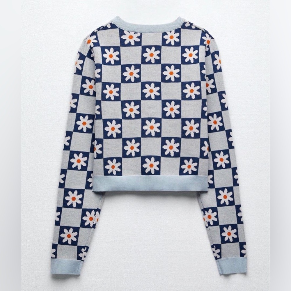 Zara Floral Jacquard Knit Cardigan S - Picture 6 of 6
